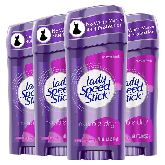 Lady Speed Stick Invisible Dry Antiperspirant Deodorant, Shower Fresh, 2.3Oz, 4 Pack & Colgate Baking Soda & Peroxide Toothpaste - Whitens Teeth, Fights Cavities & Removes Stains