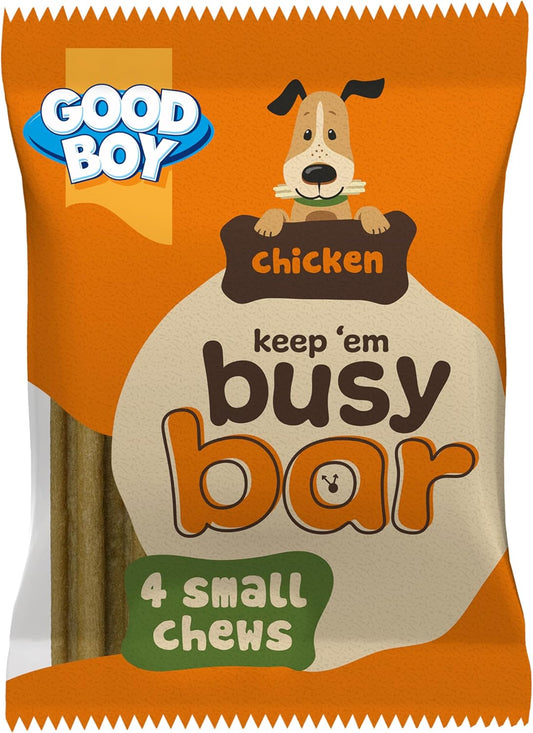 Good Boy Busy Bar Chicken Small Chew - Long-Lasting Natural Dog Treats - Bulk Box - 32 Pack