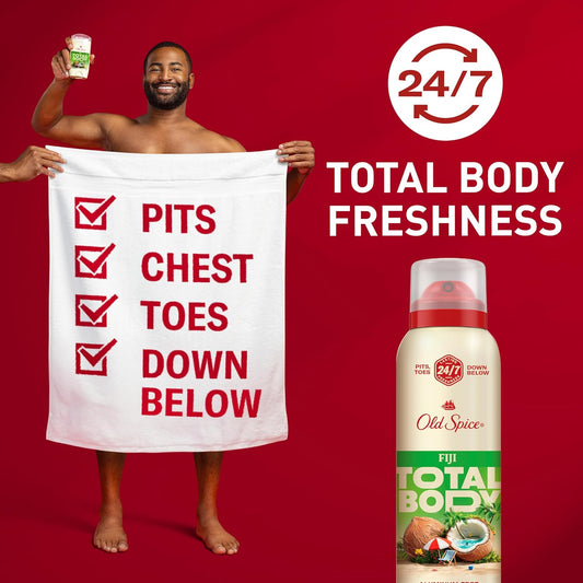 Old Spice Whole Body Deodorant For Men, Total Body Deodorant, Fiji Scent, Aluminum Free Deodorant Spray For 24/7 Freshness // Dermatologist Tested Whole Body Deodorant, 3.5 Oz