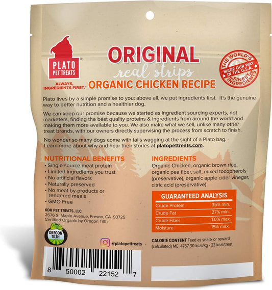 Plato Original Real Strips Organic Chicken 3Oz