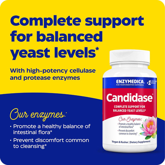 Enzymedica, Candidase, Digestive Enzymes for Balanced Yeast Levels, Supports Gut Health & Digestion, 120 Count