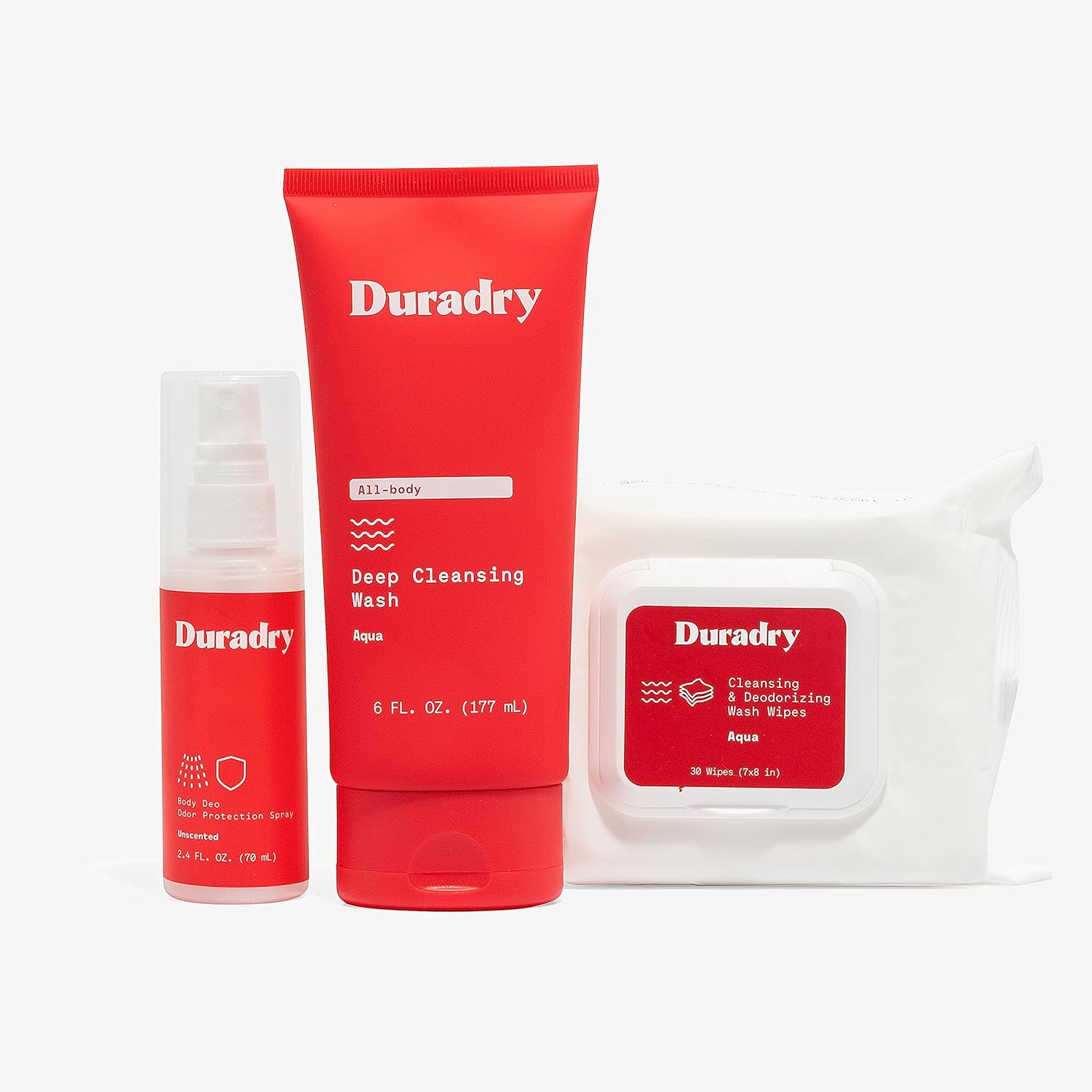 Duradry Fresh Body System - Deep Cleansing, Deodorizing, Controls Odor, Infused with Vitamins and Minerals, Dermatologist Recommended - Body Wash, Wash Wipes, Body Deodorant Spray