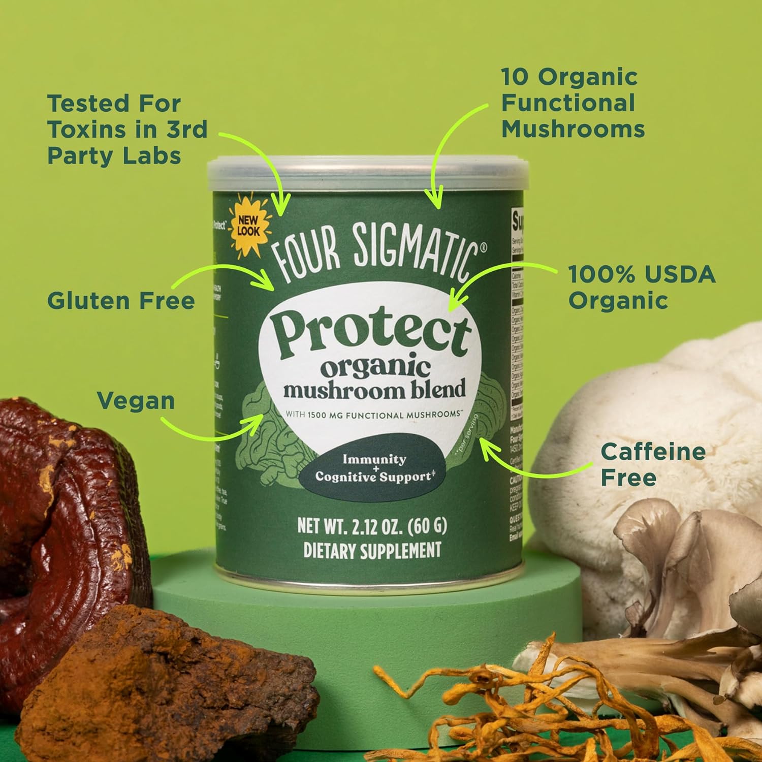 Mushroom Blend Defend Mix by Four Sigmatic | Organic Mushroom Powder Complex with Lion’s Mane, Cordyceps, Chaga, Reishi and More | Natural Immune Support Supplement | Vegan, Gluten-Free | 30 Servings : Health & Household