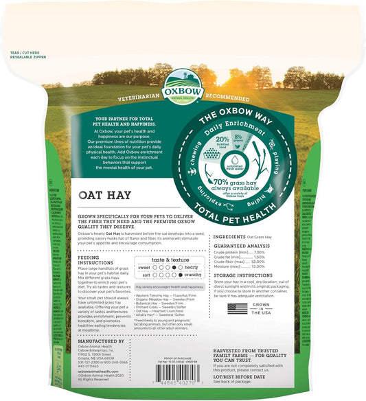 Oxbow Animal Health Oat Hay - All Natural Hay For Rabbits, Guinea Pigs, Chinchillas, Hamsters & Gerbils - 15 Oz