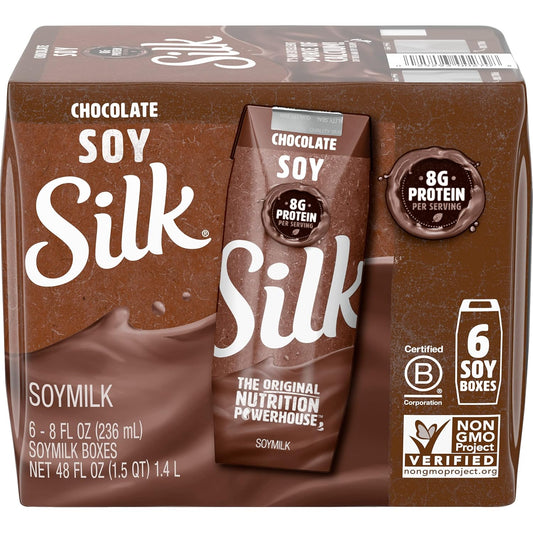 Silk Shelf-Stable Soy Milk Singles, Chocolate, Dairy-Free, Vegan, Non-Gmo Project Verified, 8 Oz., 6 Pack