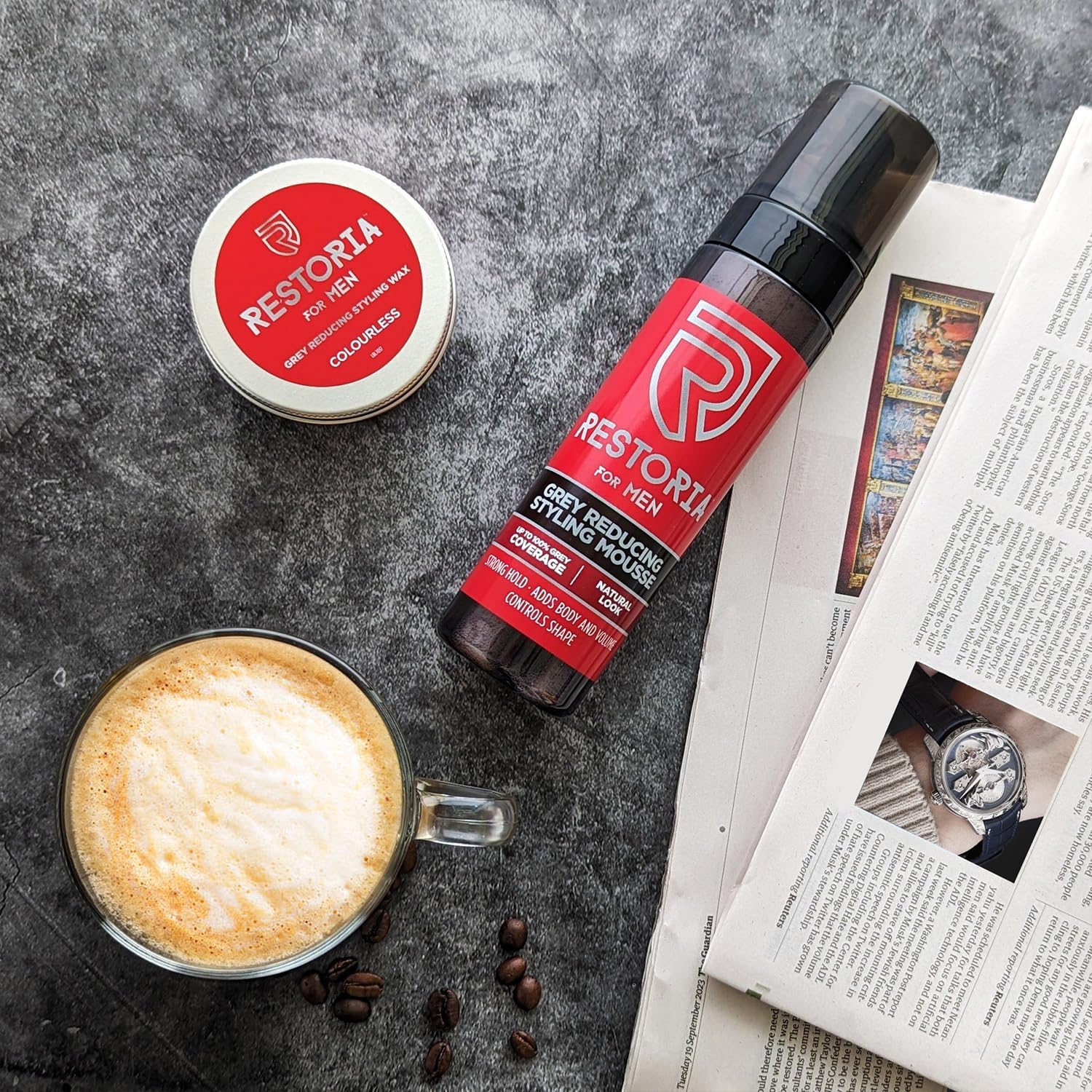 Restoria Grey Reducing Styling Spray for Men - Spray That Creates Natural Finish, Strong & Visible Hold While Gradually Darkening Hair, Up to 100% Grey Coverage - Vegan, 150ml : Amazon.co.uk: Beauty