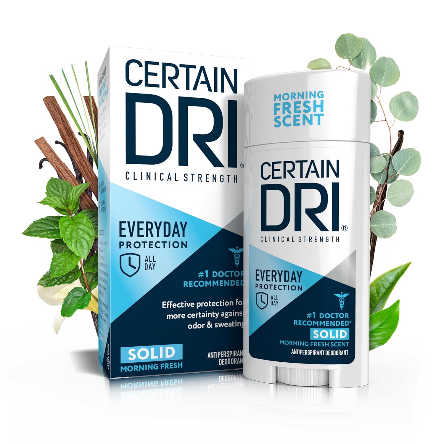 Certain Dri Everyday Strength Clinical Solid Antiperspirant, Hyperhidrosis Treatment For Men & Women, Long-Lasting 72Hr Protection, Effective Sweat Control, Travel Friendly, Fresh Scent, 2.6Oz