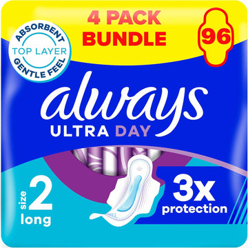 Always Ultra Long (Size 2) Sanitary Towels With Wings 48 Pads Super Absorbent, Neutralises Odours, Ultra Thin