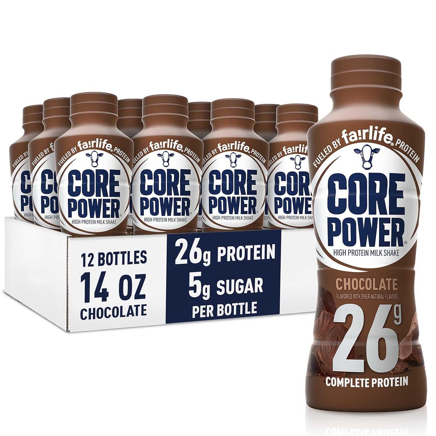 Core Power Fairlife 26G Protein Milk Shakes, Liquid Ready To Drink For Workout Recovery, Chocolate, 14 Fl Oz Bottle (Pack Of 12)
