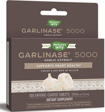 Nature'S Way Garlinase 5000, Garlic Extract, Supports Heart Health*, Odor-Free, Vegan, 100 Tablets (Packaging May Vary)