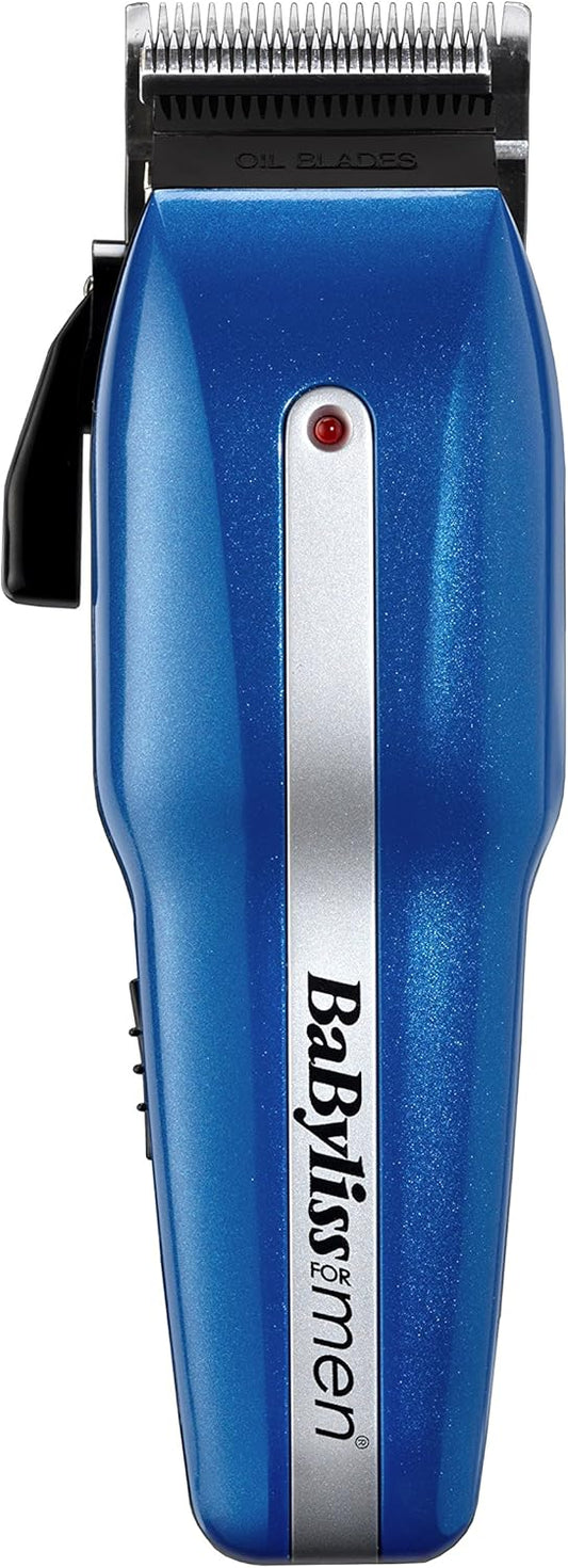 Babyliss Powerlight Pro Clipper, Cordless Or Corded Hair Clippers For Men, 8 Cutter Guides 1-8, Rechargeable Grooming Set, Blue, 7498Cu