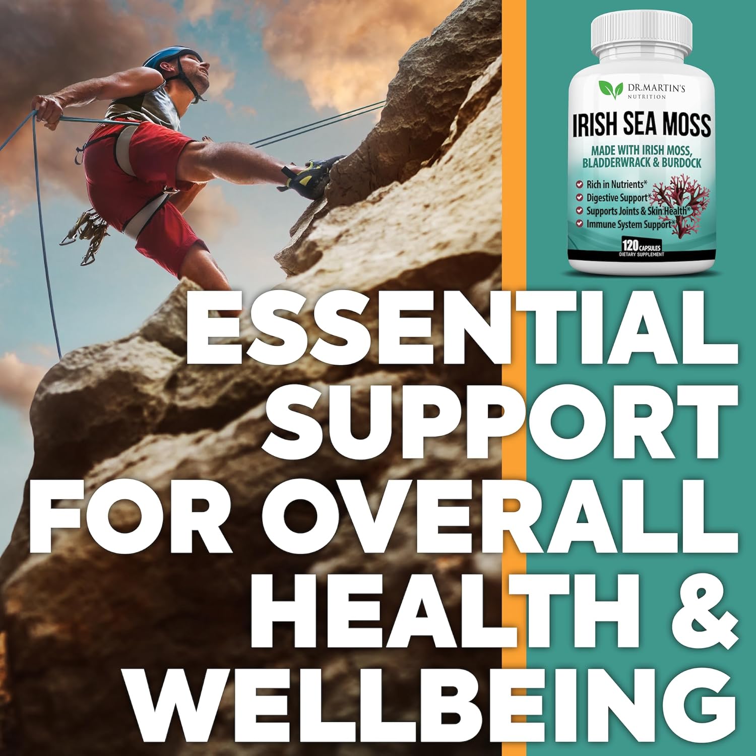 2625Mg Irish Sea Moss Supplement 120 Capsules | Seamoss Bladderwrack Burdock Root Capsules | Contain 92 Vitamins & Minerals For Immunity, Gut, Joint & Skin Health | Support Thyroid, Energy & Digestion : Health & Household