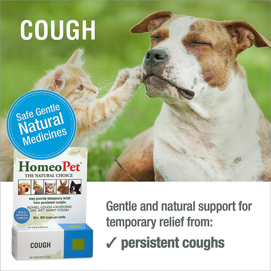 HomeoPet Cough, Natural Cough Supplement for Dogs, Cats, and Other Pets, Safe and Gentle Cough Medicine, 15 Milliliters