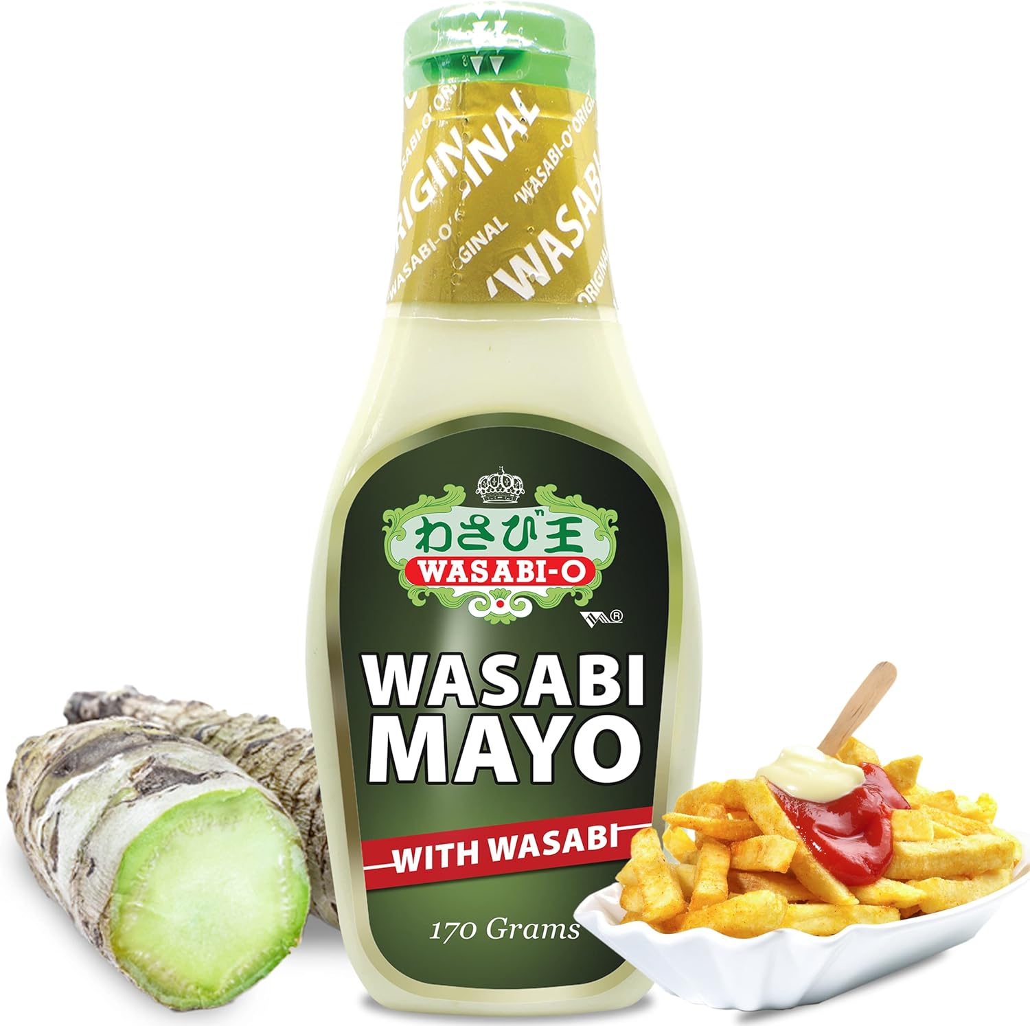 Wasabi-O Premium Fusion Mayonnaise Real Wasabi & Ketchup Blend, Ideal For Fish And Chips, Sandwiches, Salads, And Coleslaw | Perfectly Versatile For Sushi, Burgers, Pasta & French Fries - 6Oz(170G)