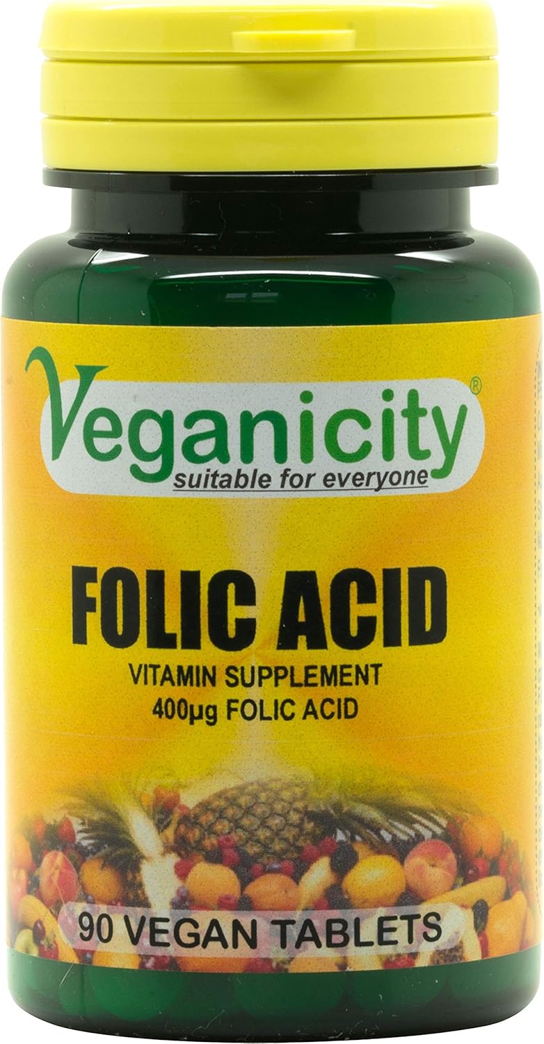 Veganicity Folic Acid 400µg : B Vitamin Supplement - 90 Tablets, In A Planet-Friendly 99% Recycled Pot