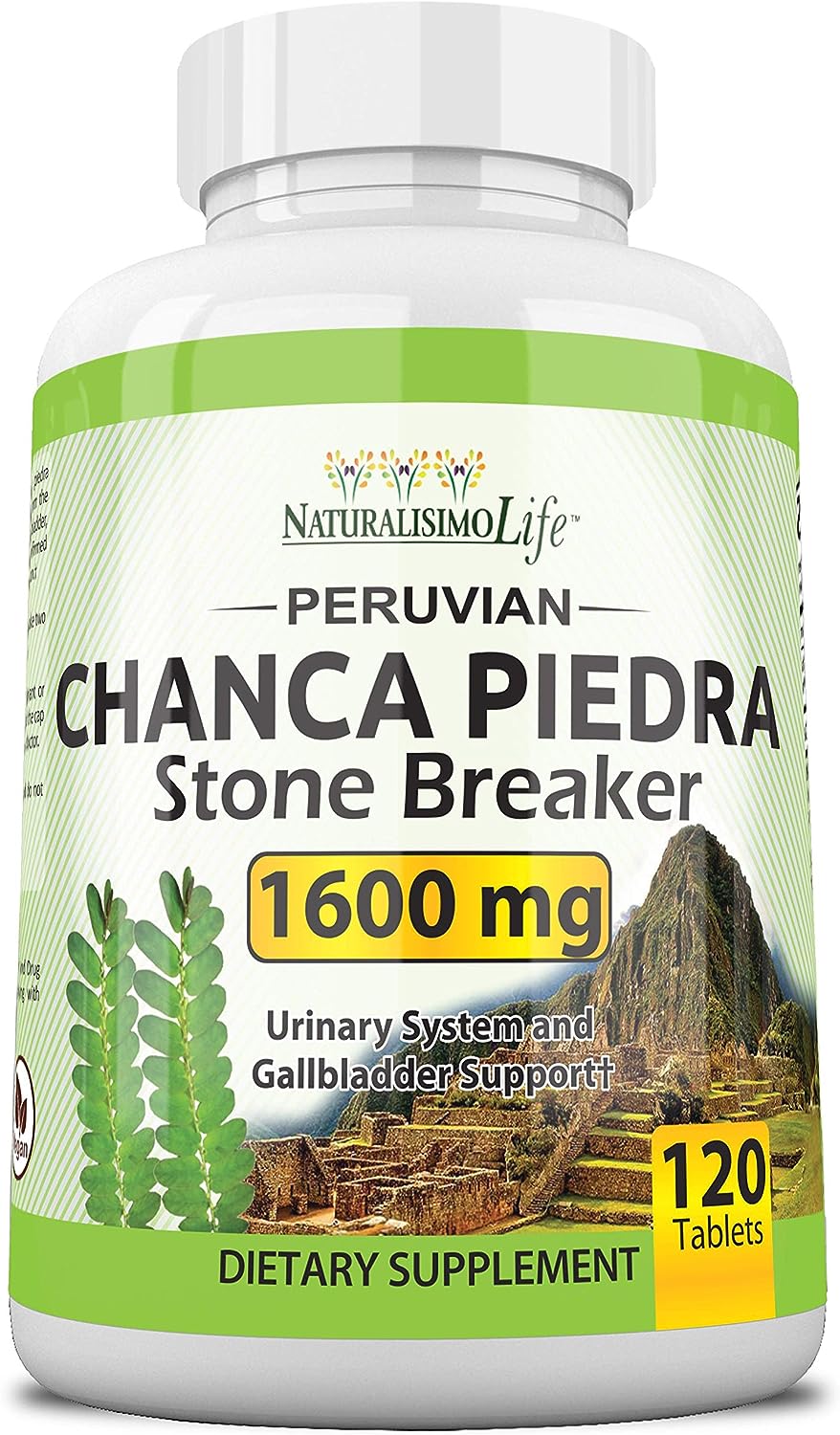 NaturalisimoLife Chanca Piedra 1600 mg - 120 Tablets Kidney Stone Crusher Gallbladder Support Peruvian Chanca Piedra Made in The USA