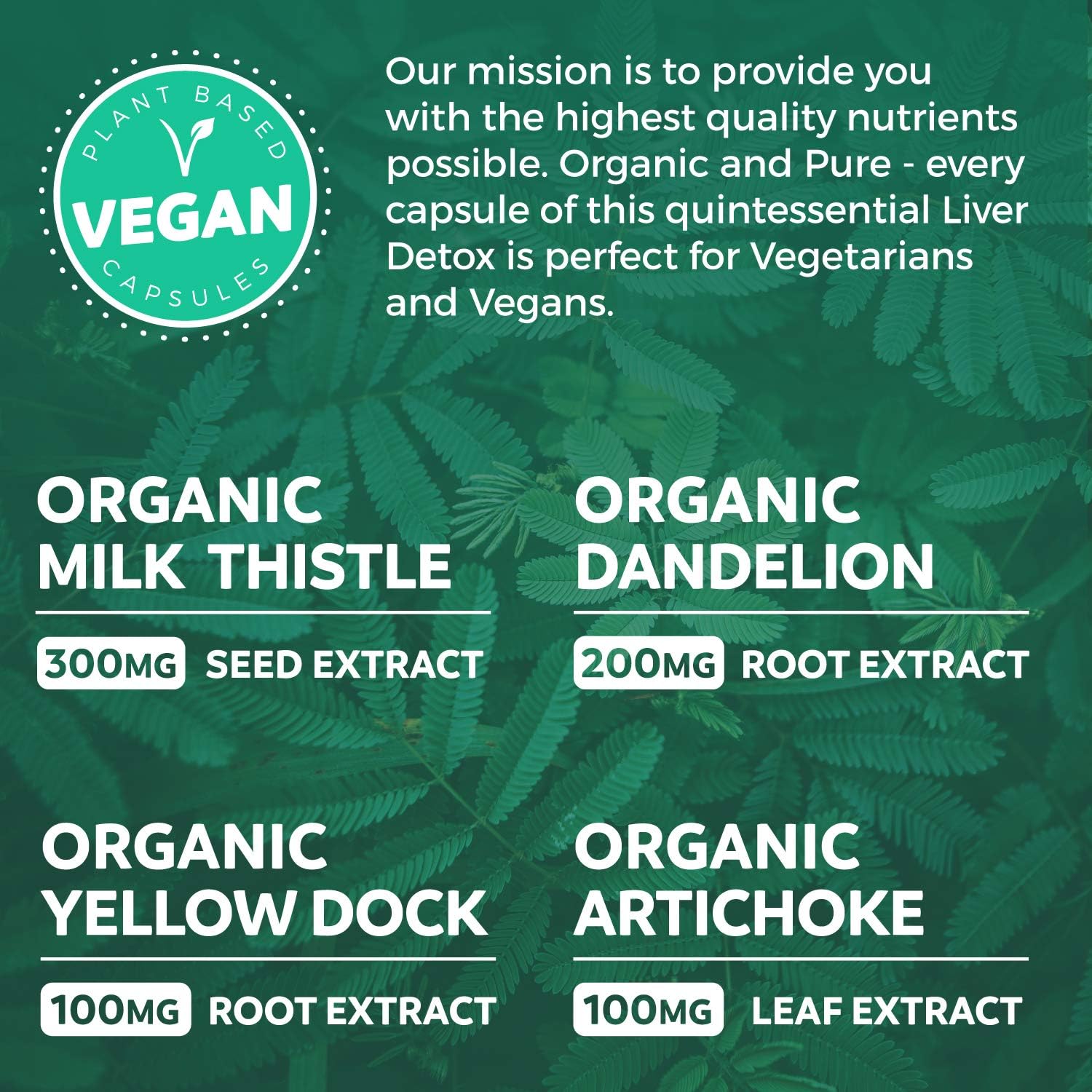 Organic Liver Cleanse Detox & Repair (Vegan, Non-GMO) Milk Thistle Extract (80% Silymarin), Dandelion Root, Artichoke Leaf, Yellow Dock - Liver Health Support Supplement - 60 Capsules (No Pills) : Health & Household