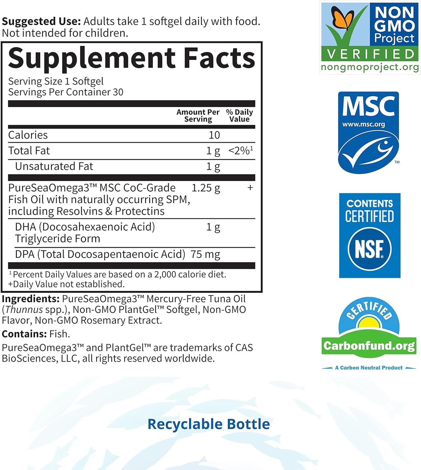 Garden of Life Dr. Formulated Once Daily 1000mg DHA Fish Oil + DPA in Triglyceride Form Softgels, Single Source Omega 3 Supplement for Ultimate Eye, Brain & Heart Health, Lemon, 30 Count : Health & Household