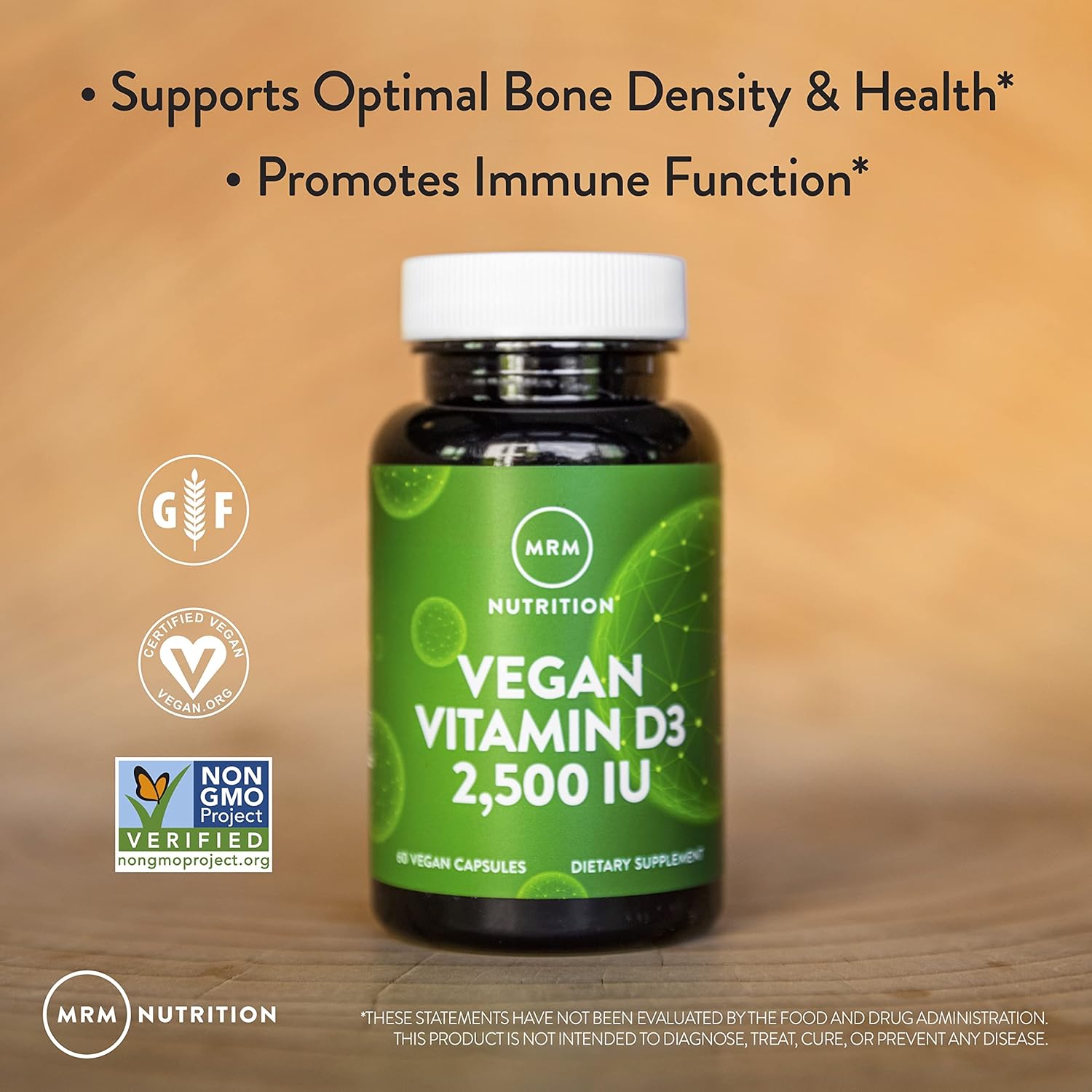 MRM Nuturition Vegan Vitamin D3 2,500 IU | Bone + immune health | Made from lichens | Supports calcium absorption | Vegan + Vegetarian friendly | 60 servings : Health & Household