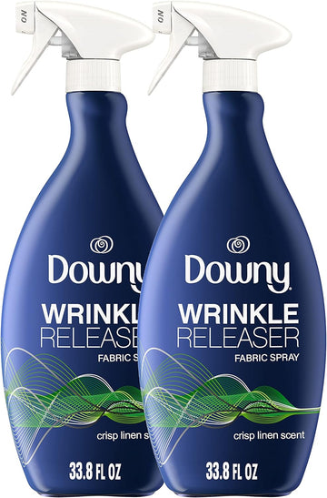 Downy Wrinkle Releaser Fabric Refresher Spray, Odor Eliminator, Ironing Aid and Anti Static Spray, Crisp Linen Scent, 33.8 Fl Oz (Pack of 2)