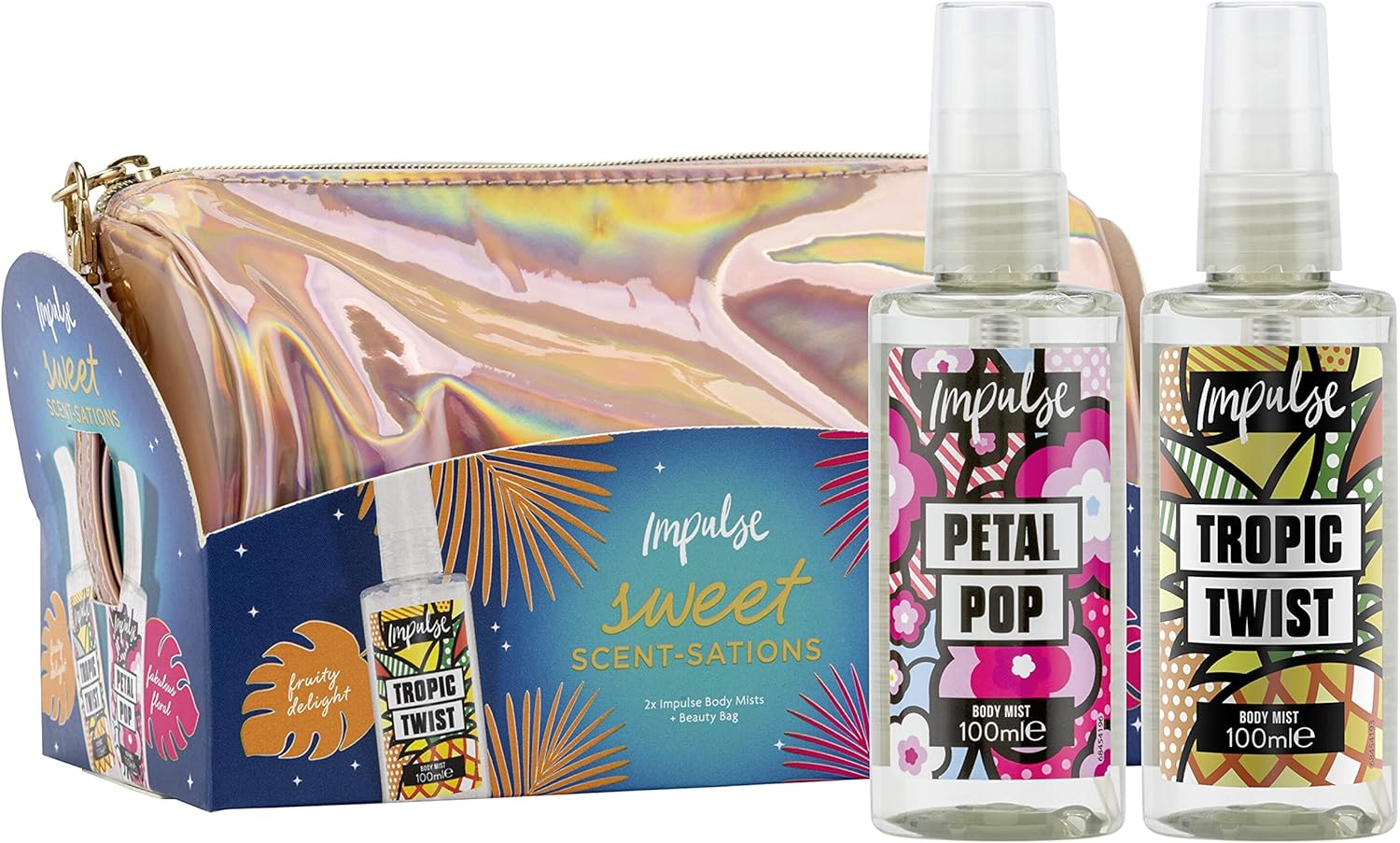 Impulse Sweet Scent-Sations Fragrance Gift Set With Festival Essentials, 2 Body Mists And Make Up Bag