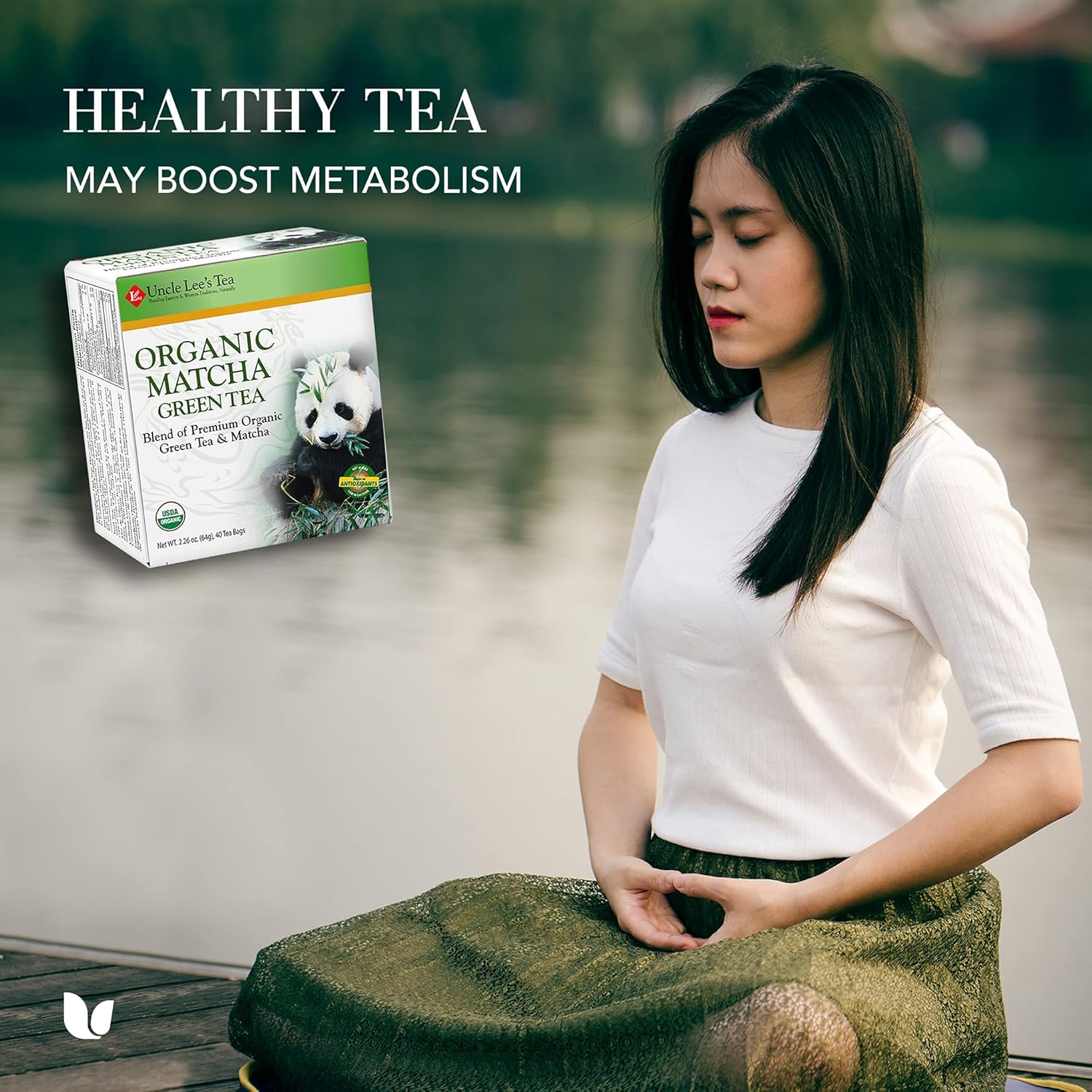 Uncle Lee'S Tea - Organic Matcha Green Tea, High In Catechin, Rich In Antioxidants, Box, 40 Tea Bags