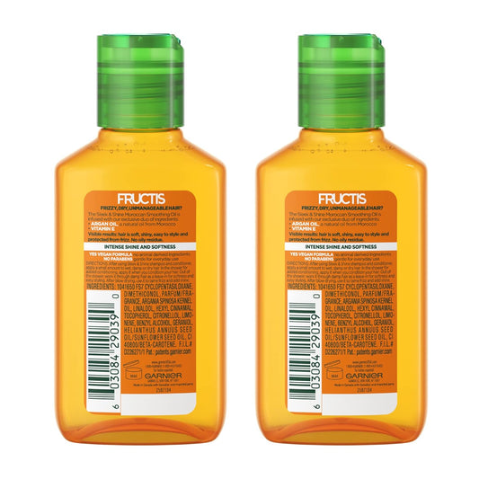 Garnier Fructis Sleek & Shine Moroccan Sleek Smoothing Oil for Frizzy, Dry Hair, Argan Oil, 3.75 Fl Oz, 2 Count (Packaging May Vary)