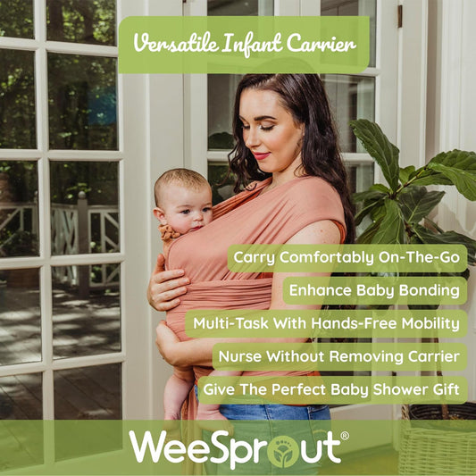 WeeSprout Baby Wrap Carrier - Perfect Baby Carrier Wrap Sling for Newborn and Infant, Enhances Baby Bonding, Soft and Breathable, Ideal for Babywearing