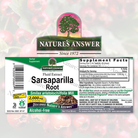 Nature's Answer Alcohol-Free Sarsaparilla Root Liquid , 1-Fluid Ounce | Natural Cleanser & Detoxifier : Health & Household
