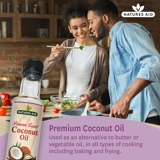 Natures Aid Liquid Coconut Oil 250Ml – 100% Pure, Non-Gmo, Vegan, Keto Friendly – Supports Skin & Hair – Gluten Free Cooking Oil For Frying, Baking, Smoothies & Dressings