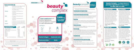Beauty Complex Collagen Super Supplement By Revive Active - 8 Active Ingredients To Support Skin, Hair & Nails - Marine Peptides, Hyaluronic Acid, Vitamin C, Phytoceramides & Biotin 30 Day Supply