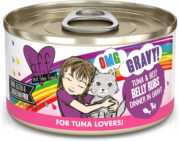 Weruva B.F.F. Omg - Best Feline Friend Oh My Gravy!, Tuna & Beef Belly Rubs With Tuna & Beef, 2.8Oz Can (Pack Of 12)