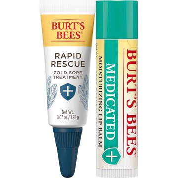 Burt'S Bees Cold Sore Treatment And Medicated Lip Balm, College Back To School Dorm Essentials, With Menthol And Eucalyptus Oil, Natural Origin Skincare, 2 Tubes, 0.07 Oz./0.15 Oz