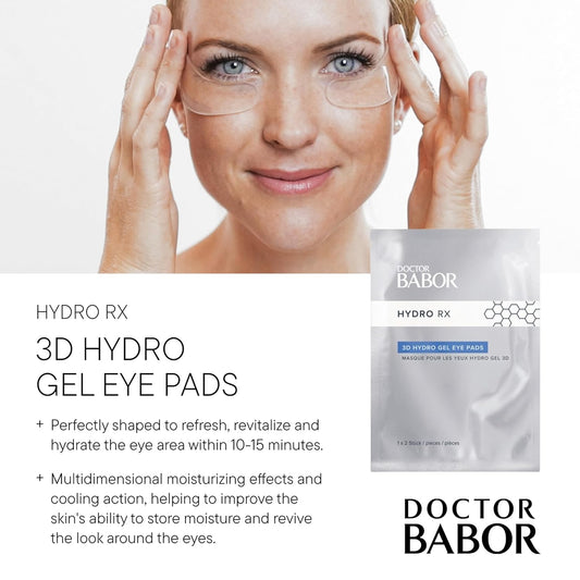 Babor Doctor Hydrorx 3D Gel Eye Pads, Hyaluronic Acid Eye Treatment, Soothes And Moisturizes Under Eye Area To Combat Wrinkles And Fine Lines, Vegan