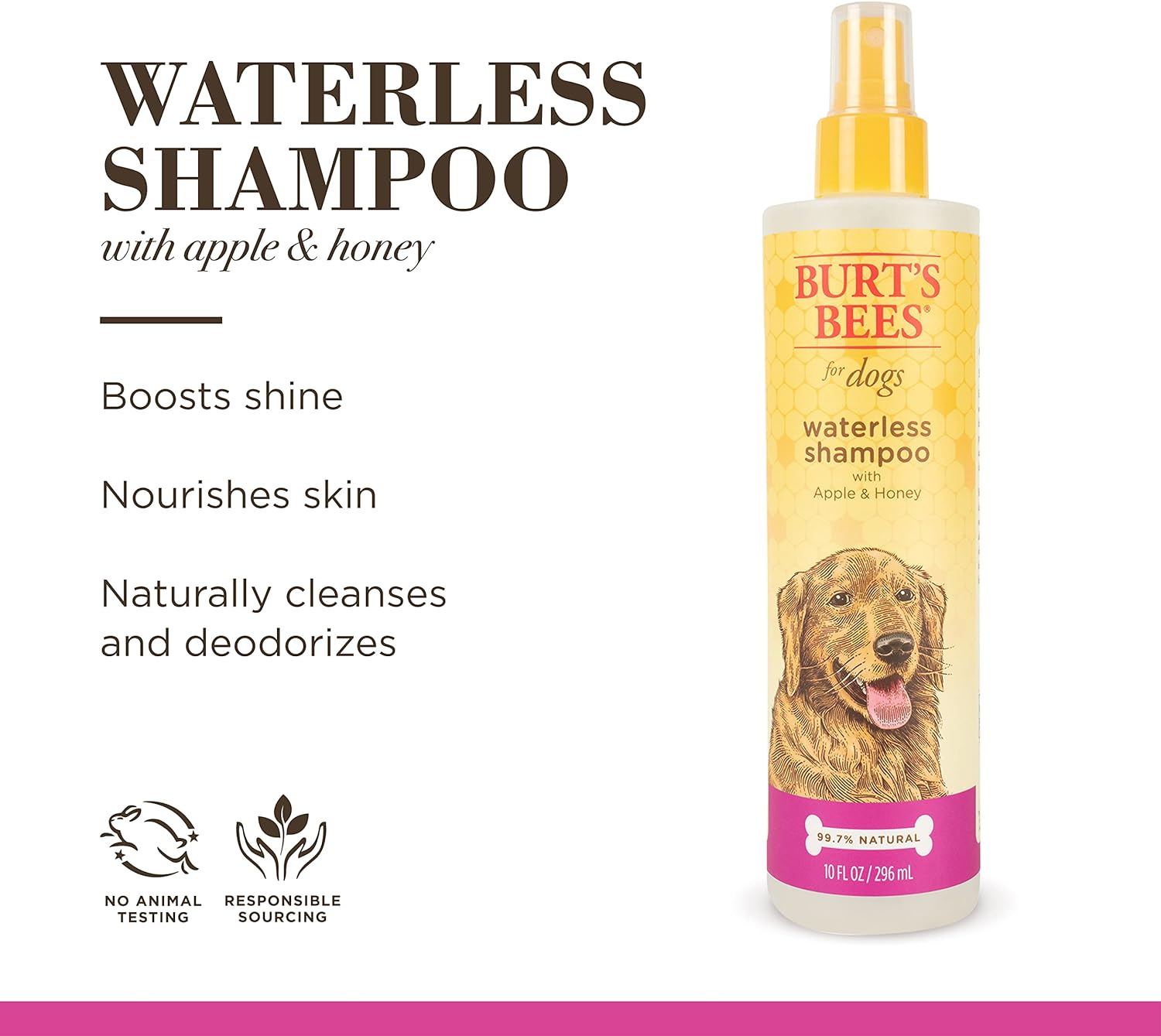 Burt's Bees for Pets Natural Waterless Shampoo Spray for Dogs | Made with Apple and Honey | Easy Way to Bathe Your Dog Naturally | Cruelty Free, Sulfate & Paraben Free, Made in USA - 10 oz - 3 Pack