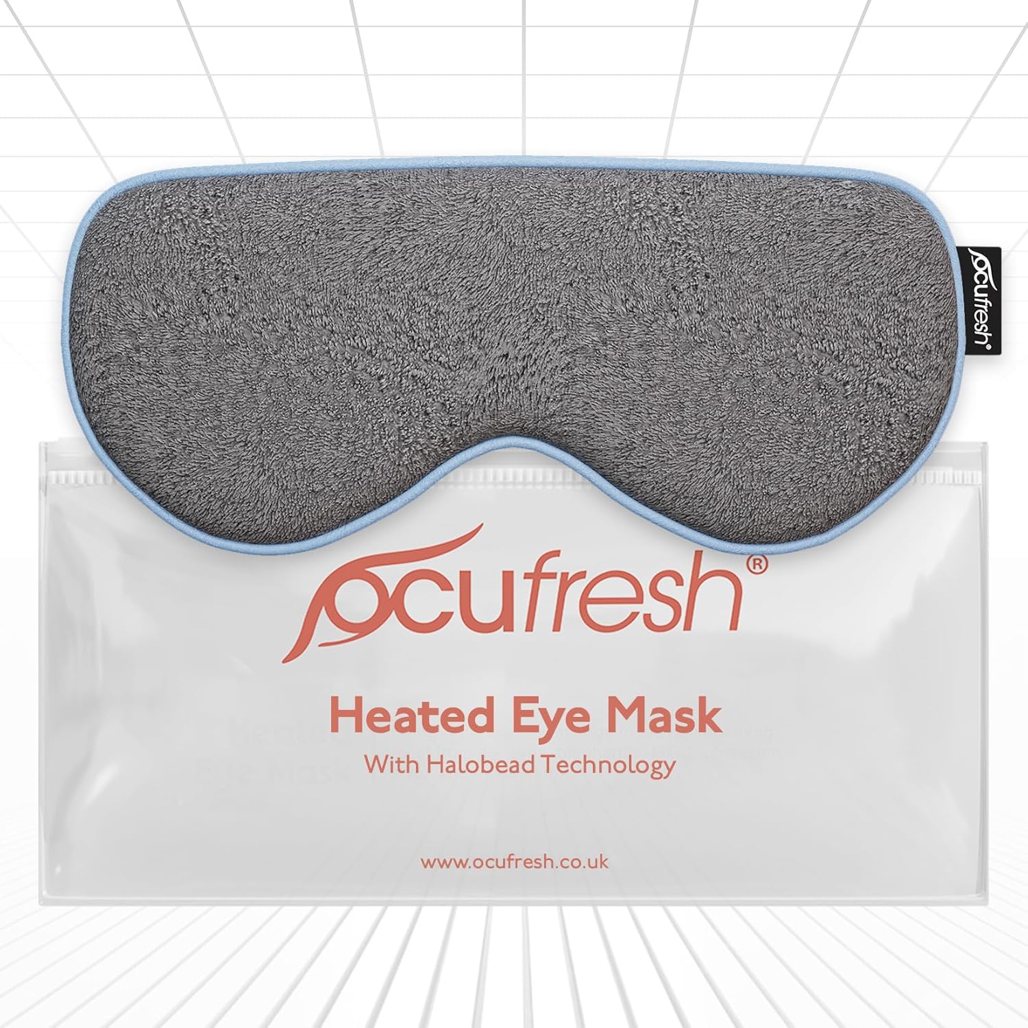 Ocufresh Heated Eye Mask For Dry Eyes, Blephartis, Styes - Microwave Activated Halobeads For Soothing Relief - Skin-Friendly Fabric - Hypoallergenic, Non-Toxic, Washable - Pouch Included - Grey