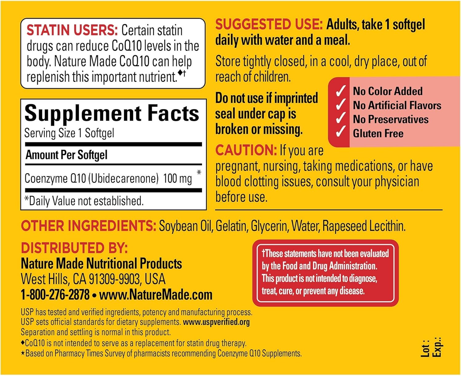 Nature Made CoQ10 100mg, Dietary Supplement for Heart Health Support, 72 Softgels, 72 Day Supply : Health & Household