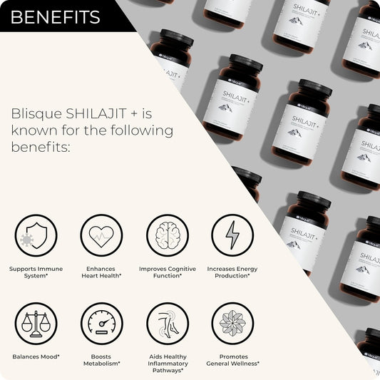 Blisque - Pure Himalayan Organic Shilajit Extract Powder | Authentic And Natural | Contains Fulvic Acid And Trace Minerals | 228 Servings | 7.5 Month Supply
