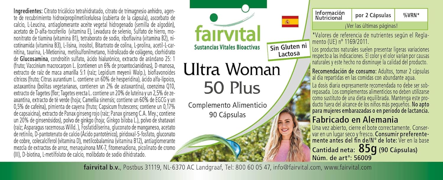 Fairvital | Ultra Woman 50 Plus - 90 capsules - multivitamin preparation for women - over 50 vital substances - quality-tested and highly dosed : Amazon.co.uk: Health & Personal Care