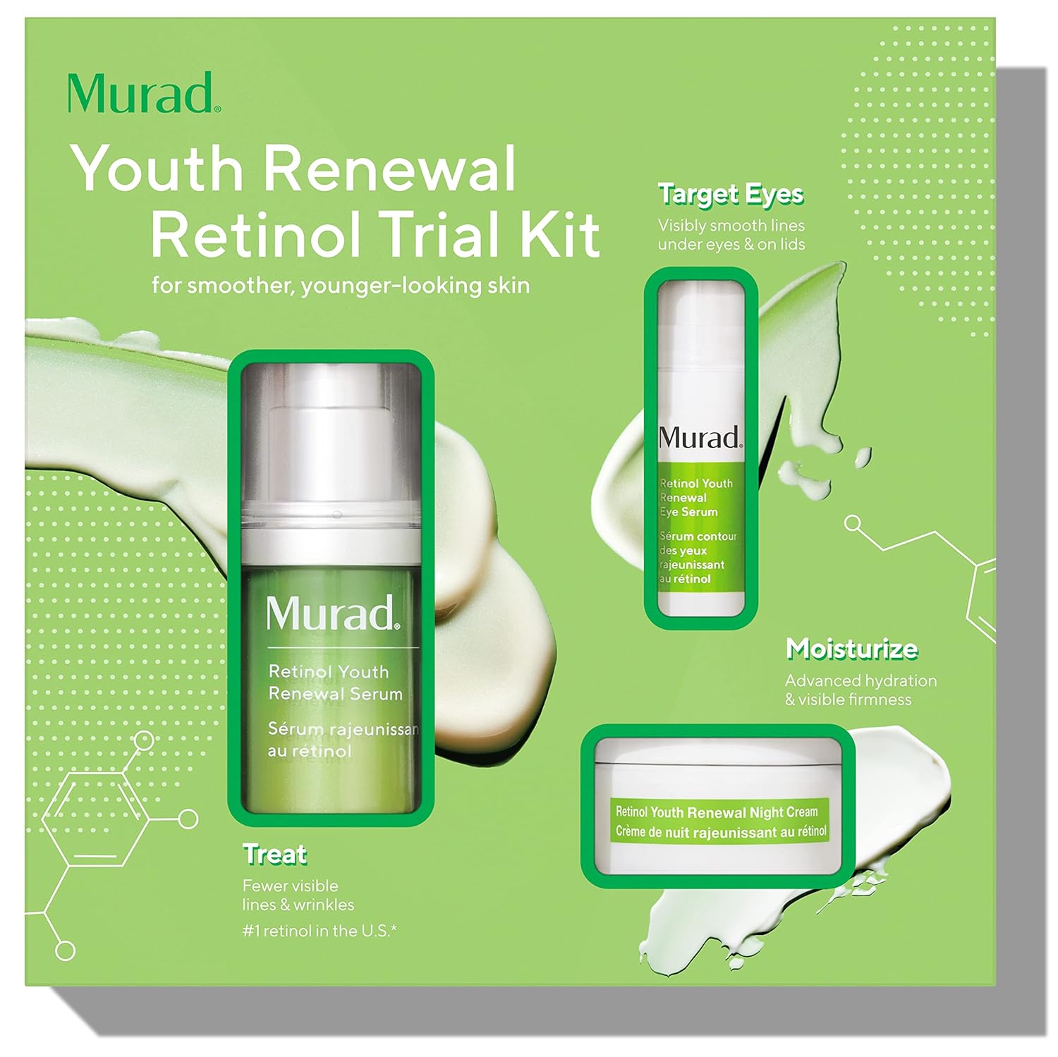 Murad Retinal Trial Kit - Lift And Resculpt With Retinal 2-Piece Trial Kit (73 Value) - Anti-Aging Set Encapsulated Retinal - Retinal Serum 0.5Fl Oz, Retinal Eye Cream 0.11Fl Oz