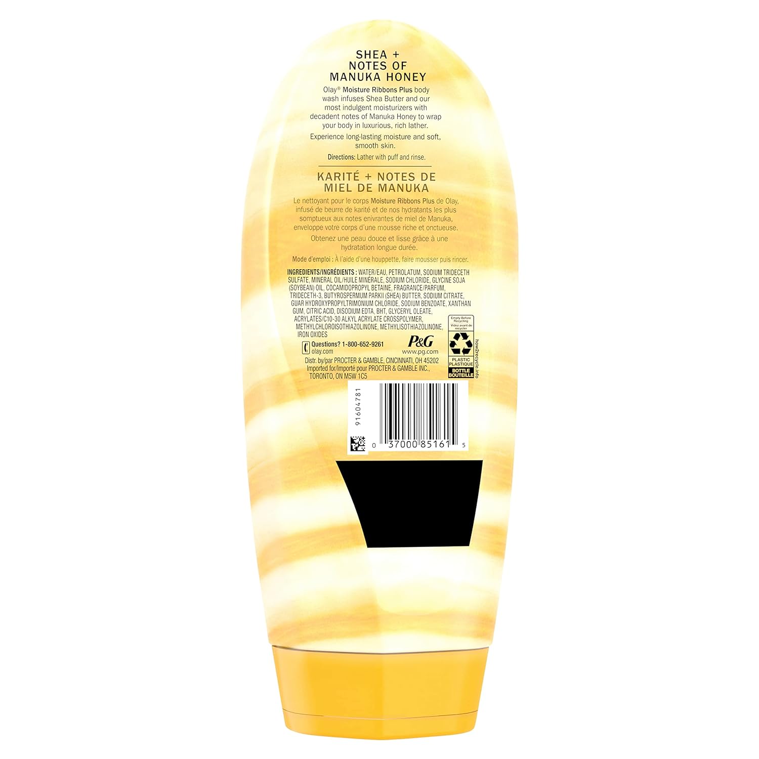 Olay Moisture Ribbons Plus Body Wash for Women, Shea + Manuka Honey Scent, 18 fl oz