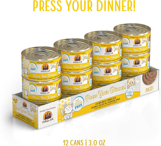 Weruva Classic Cat Paté, Press Your Dinner With Chicken, 3Oz Can (Pack Of 12)