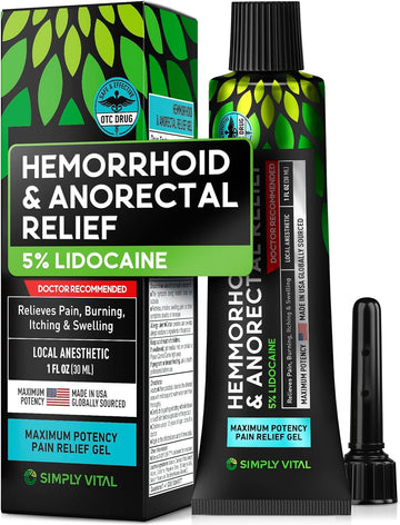 Hemorrhoid Treatment Cream Gel For Pain Relief - Made In Usa Fast Acting Piles Remover 5% Lidocaine For Pain, Itching & Swelling Relief - Drug Medication Ointment To Shrink Hemorrhoids & Heal Fissures