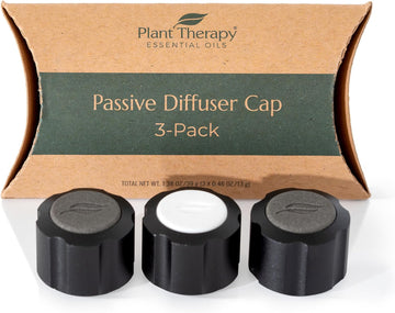 Plant Therapy Passive Diffuser Cap 3-Pack Easy & Innovative Aromatherapy, Turn Your Favorite Essential Oil Into A Passive Diffuser, Great For Personal Use, Travel, Office, Vacation, Spill Proof