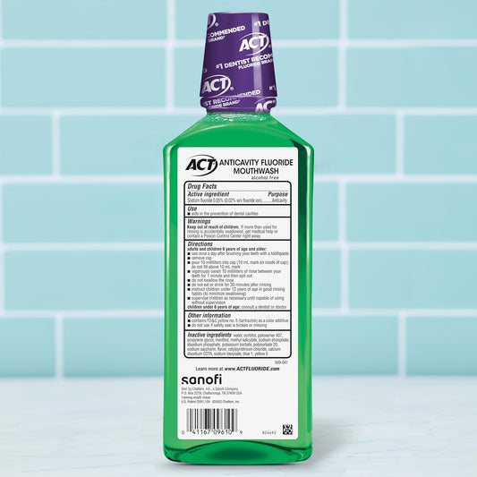 Act Total Care Zero Alcohol Anticavity Fluoride Mouthwash 18 Fl. Oz. Kills Bad Breath Germs, Fresh Mint