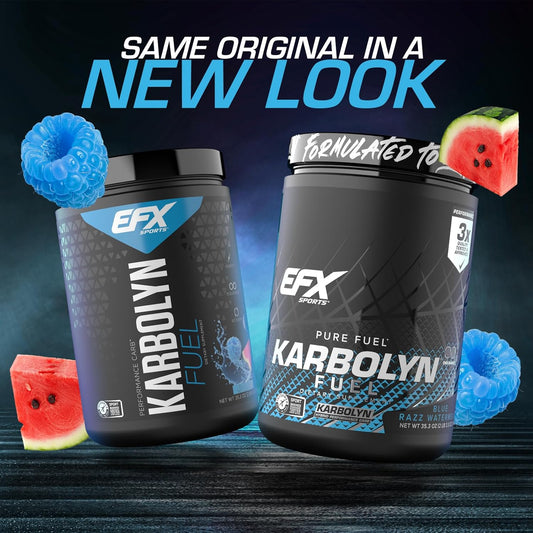 Efx Sports Karbolyn Fuel | Fast-Absorbing Carbohydrate Powder | Carb Load, Sustained Energy, Quick Recovery | Stimulant Free | 18 Servings (Blue Razz Watermelon)