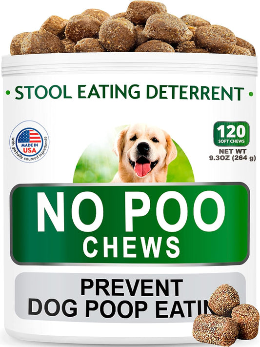 No Poo Treats + All-Natural Grass Treatment Bundle - Prevent Dog Poop Eating + Grass Restore Treats For Dogs - Coprophagia Treatment + Pee Lawn Repair - Probiotics & Enzymes - 2 X 120 Chews - Us Made