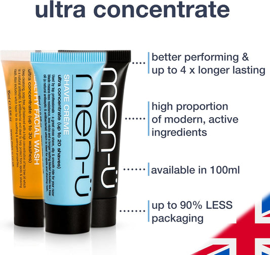 Men-Ü Detox Excess Oil Essentials 2 X 15Ml Mens Skincare Ultra-Concentrate Buddy Tubes. Combat Oily Skin With 3 Minute Dtox & Deep Cleanse With Healthy Facial Wash 15Ml