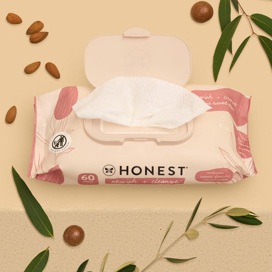 The Honest Company Nourish + Cleanse Naturally Scented Wipes | Cleansing Multi-Tasking Wipes | 99% Water, Plant-Based, Hypoallergenic | Sweet Almond, 240 Count