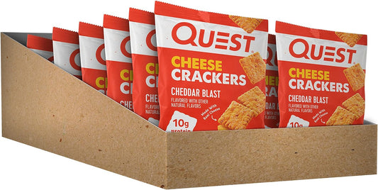 Quest Nutrition Cheese Crackers, Cheddar Blast, High Protein, Low Carb, Made with Real Cheese, 12 Count (1.06 oz bags)